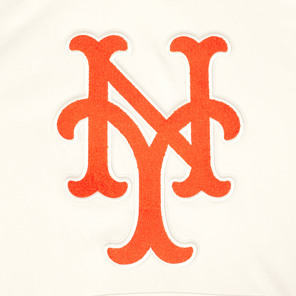 MLB NEW YORK METS RETRO CLASSICS MEN'S RIB FLC PO HOODIE (EGGSHELL/ROYAL BLUE)