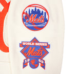 MLB NEW YORK METS RETRO CLASSICS MEN'S RIB FLC PO HOODIE (EGGSHELL/ROYAL BLUE)