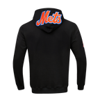 MLB NEW YORK METS CLASSIC CHENILLE MEN'S FULL ZIP PULLOVER HOODIE (BLACK)