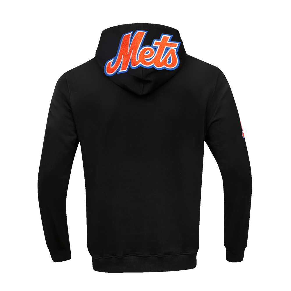 MLB NEW YORK METS CLASSIC CHENILLE MEN'S FULL ZIP PULLOVER HOODIE (BLACK)