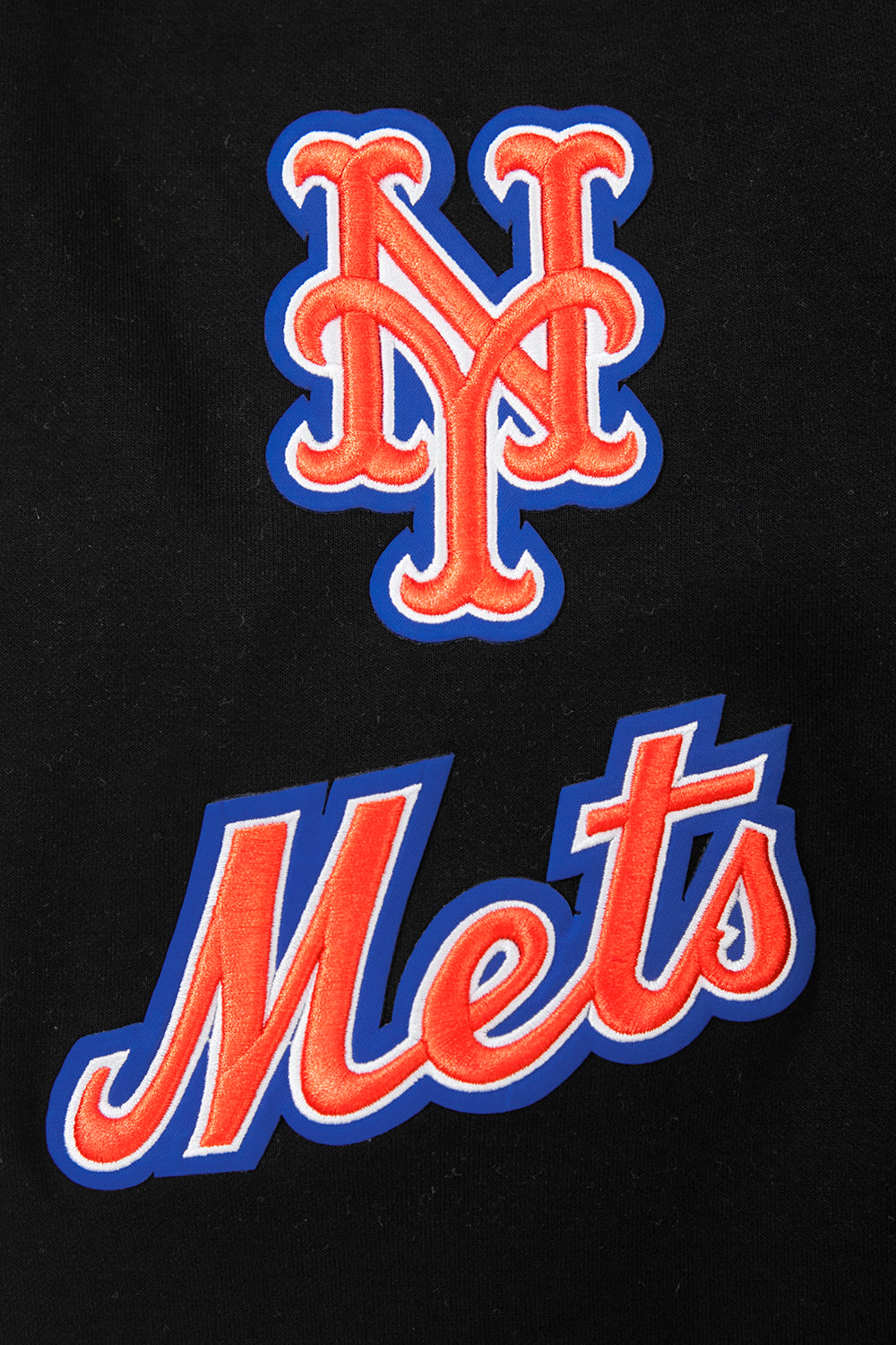 MLB NEW YORK METS CLASSIC CHENILLE MEN'S FULL ZIP PULLOVER HOODIE (BLACK)