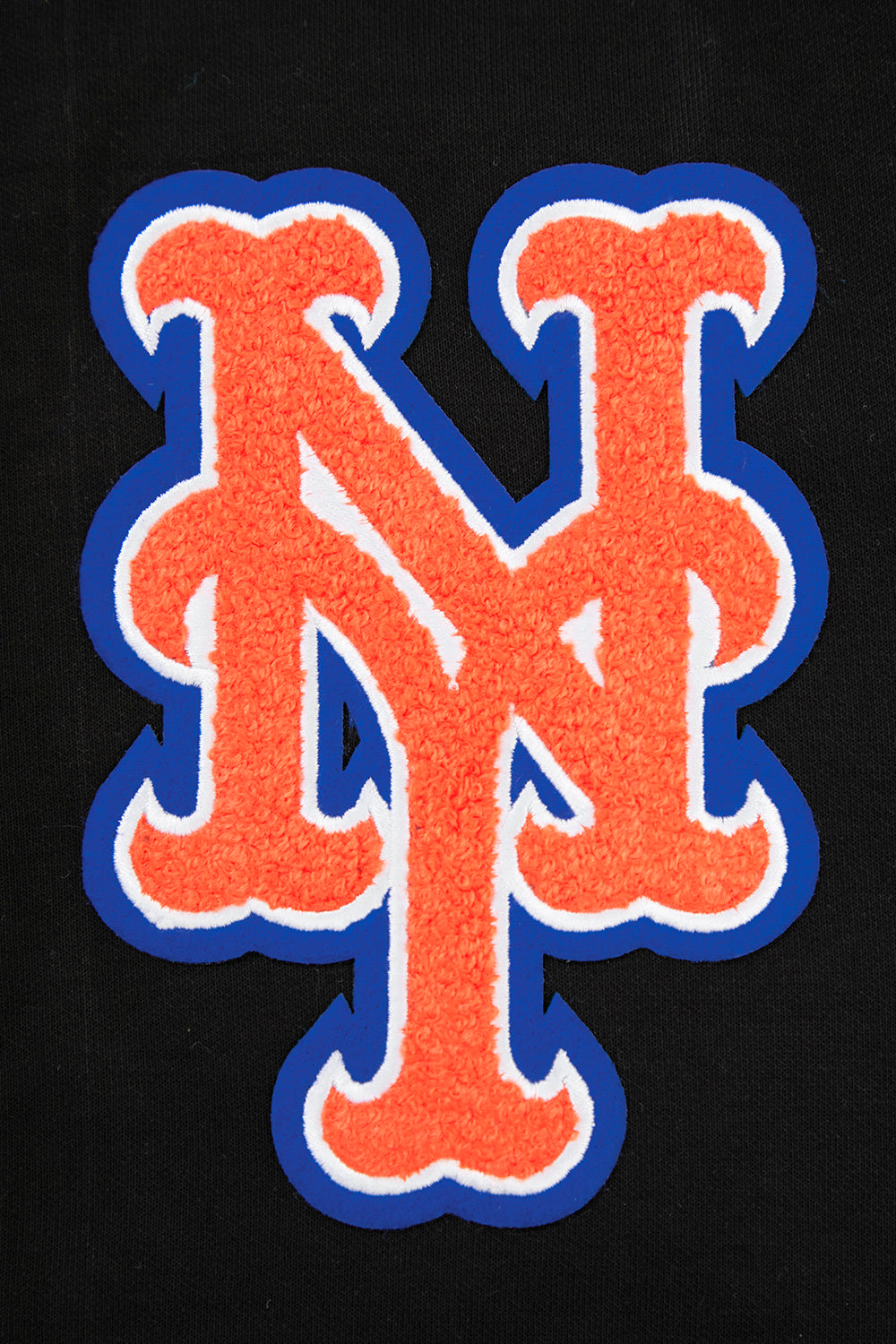 MLB NEW YORK METS CLASSIC CHENILLE MEN'S FULL ZIP PULLOVER HOODIE (BLACK)