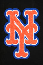 MLB NEW YORK METS CLASSIC CHENILLE MEN'S FULL ZIP PULLOVER HOODIE (BLACK)