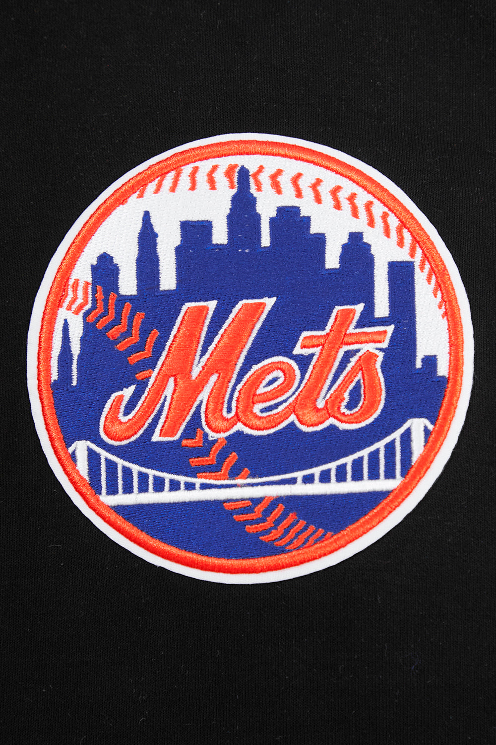 MLB NEW YORK METS CLASSIC CHENILLE MEN'S FULL ZIP PULLOVER HOODIE (BLACK)