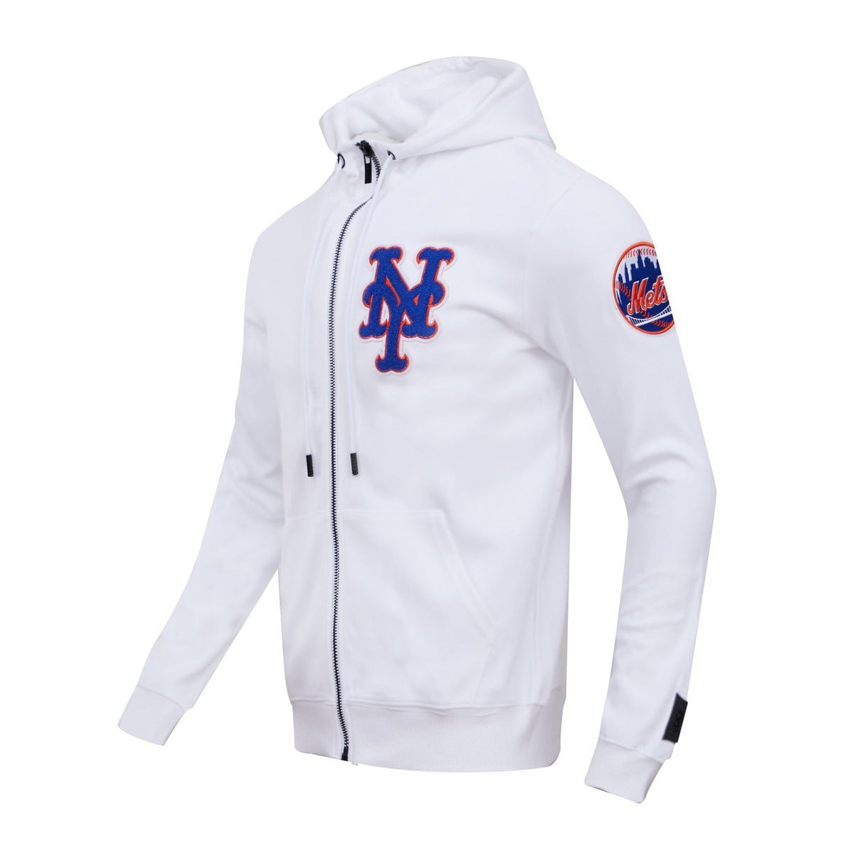 MLB NEW YORK METS CLASSIC CHENILLE MEN'S FULL ZIP PULLOVER HOODIE (WHITE)