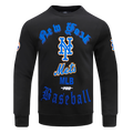 MLB NEW YORK METS OLD ENGLISH CHANDAIL À COL ROND EN MOLLETON POUR HOMME (NOIR)
