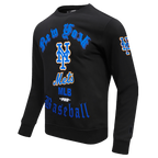 MLB NEW YORK METS OLD ENGLISH CHANDAIL À COL ROND EN MOLLETON POUR HOMME (NOIR)