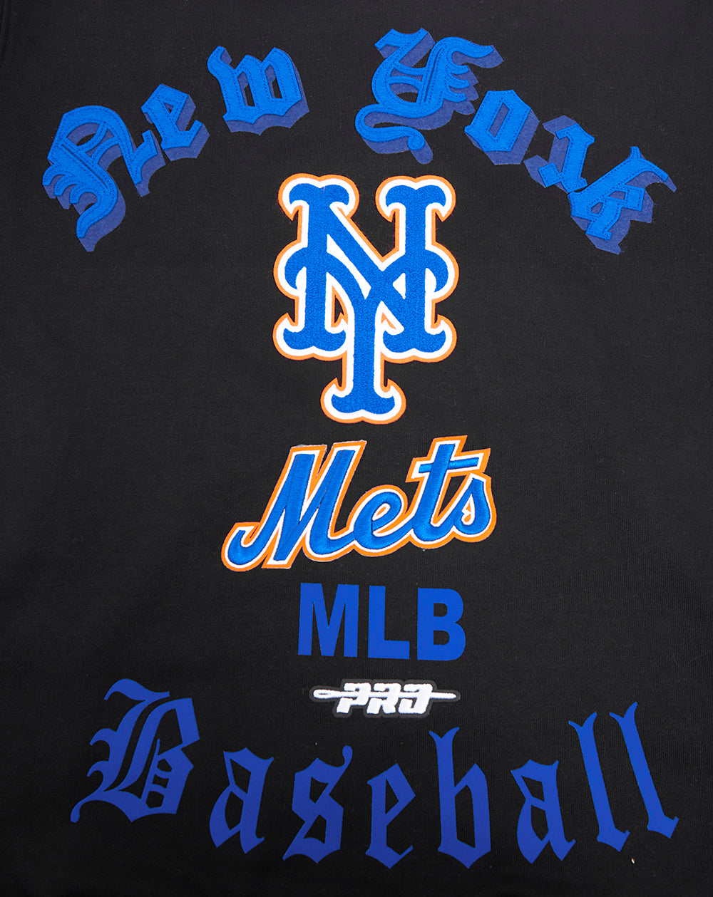 MLB NEW YORK METS OLD ENGLISH CHANDAIL À COL ROND EN MOLLETON POUR HOMME (NOIR)