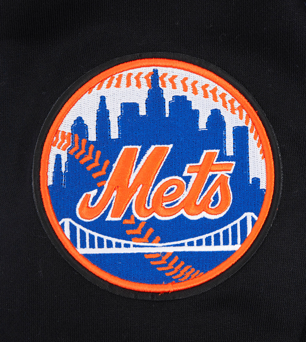 MLB NEW YORK METS OLD ENGLISH CHANDAIL À COL ROND EN MOLLETON POUR HOMME (NOIR)