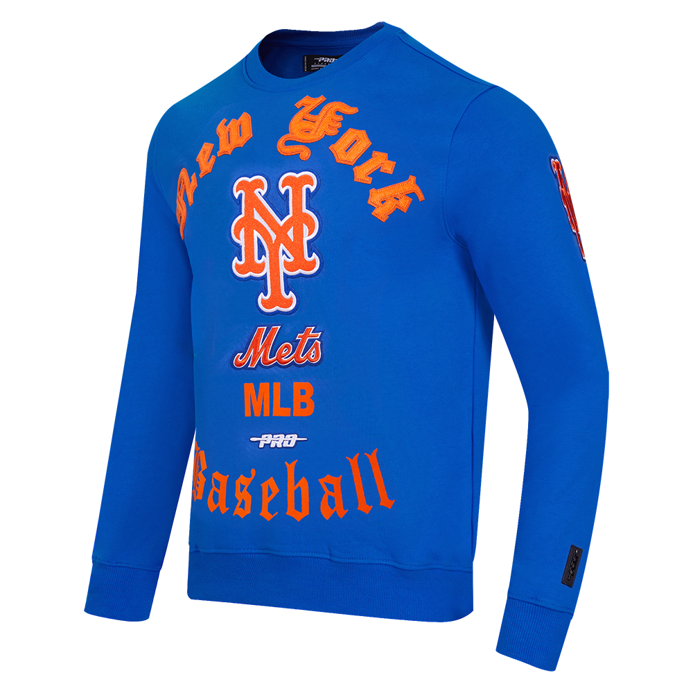 MLB NEW YORK METS OLD ENGLISH MEN'S CREWNECK (ROYAL BLUE)