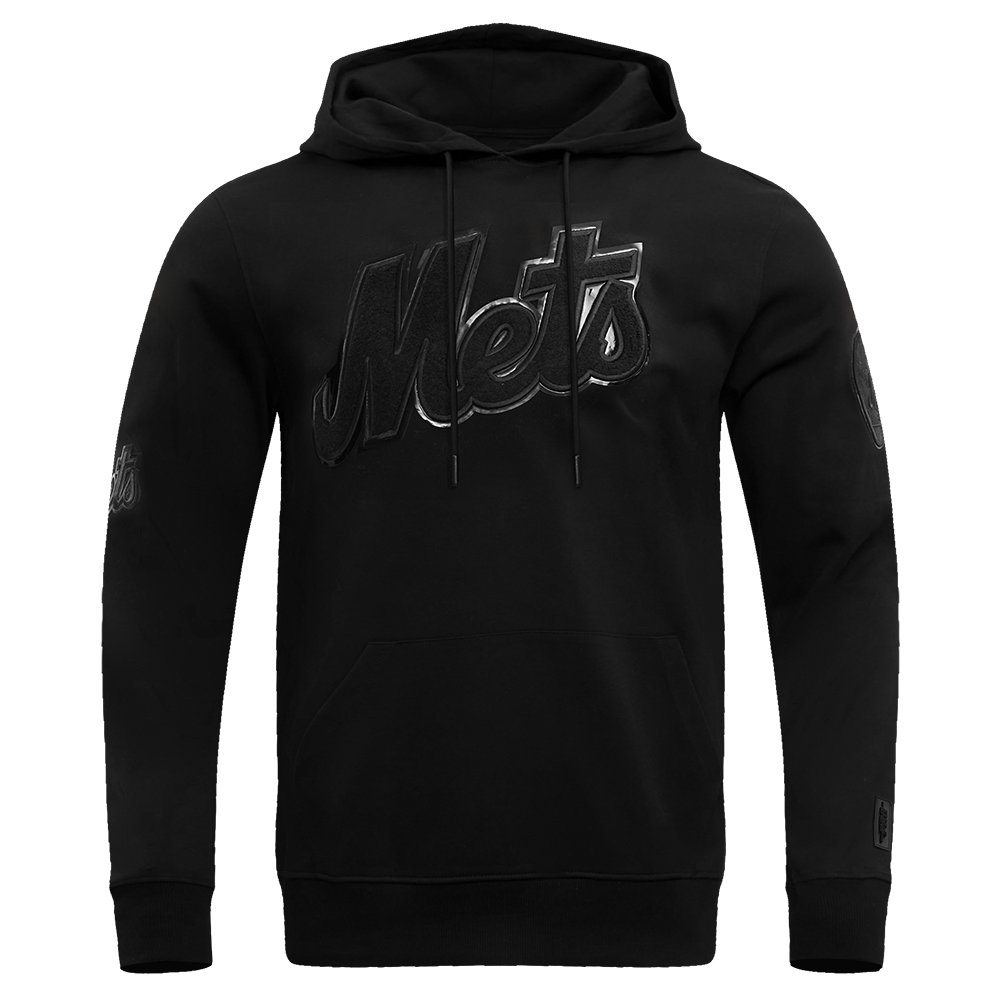 MLB NEW YORK METS TRIPLE BLACK MEN'S PULLOVER HOODIE (TRIPLE BLACK)