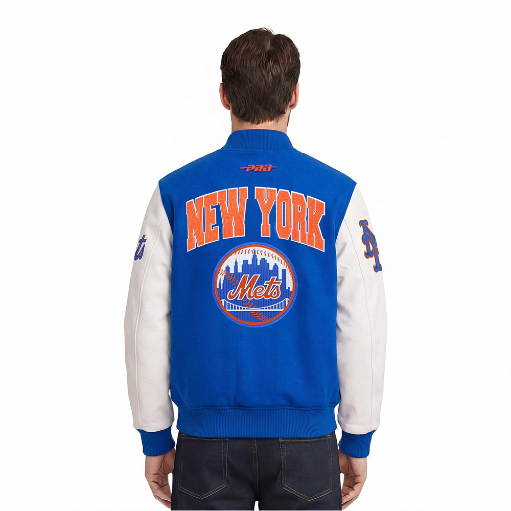 MLB NEW YORK METS CITY ARCH MEN'S WOOL VARSITY JACKET (ROYAL BLUE/WHITE)
