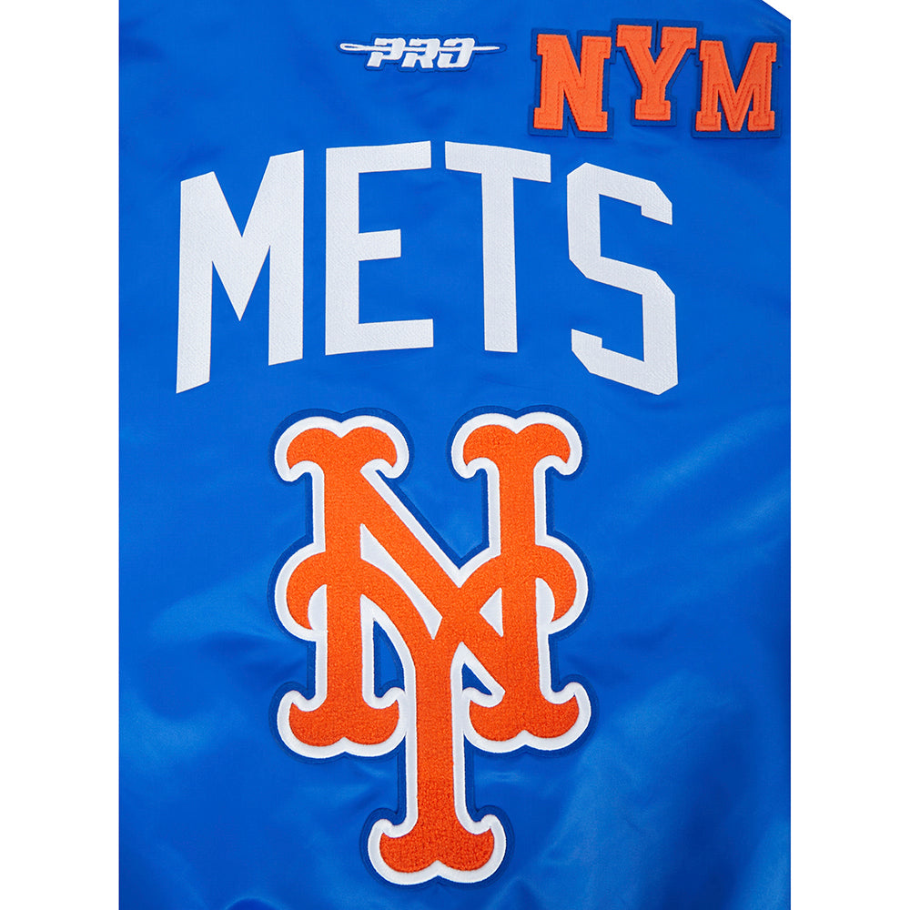 MLB NEW YORK METS LETTERMAN MEN'S SATIN JACKET (ROYAL BLUE)