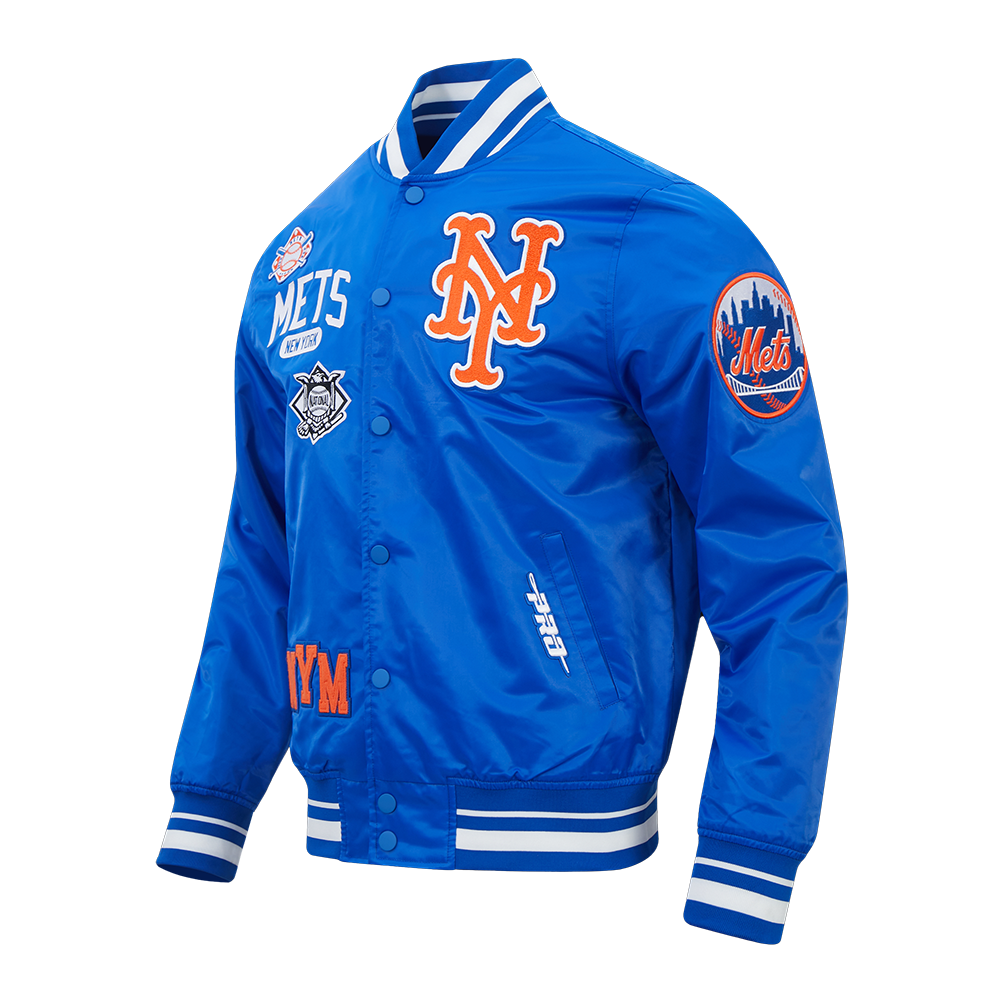 MLB NEW YORK METS LETTERMAN MEN'S SATIN JACKET (ROYAL BLUE)