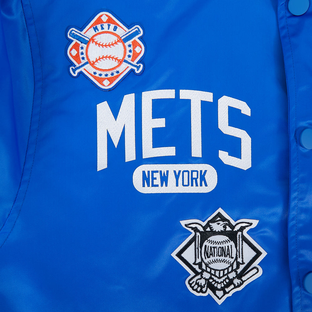 MLB NEW YORK METS LETTERMAN MEN'S SATIN JACKET (ROYAL BLUE)