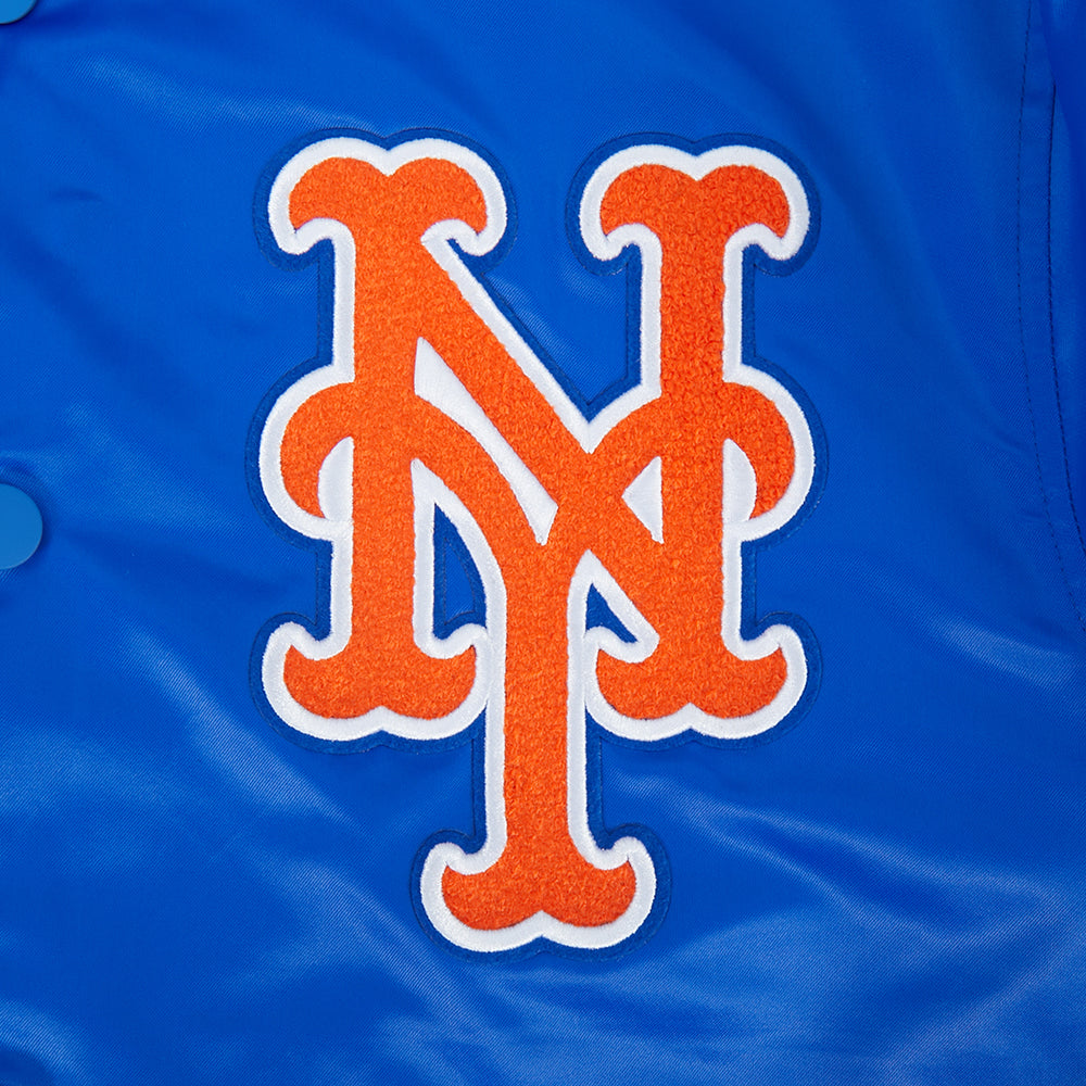 MLB NEW YORK METS LETTERMAN MEN'S SATIN JACKET (ROYAL BLUE)