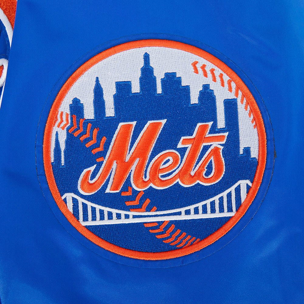 MLB NEW YORK METS LETTERMAN MEN'S SATIN JACKET (ROYAL BLUE)