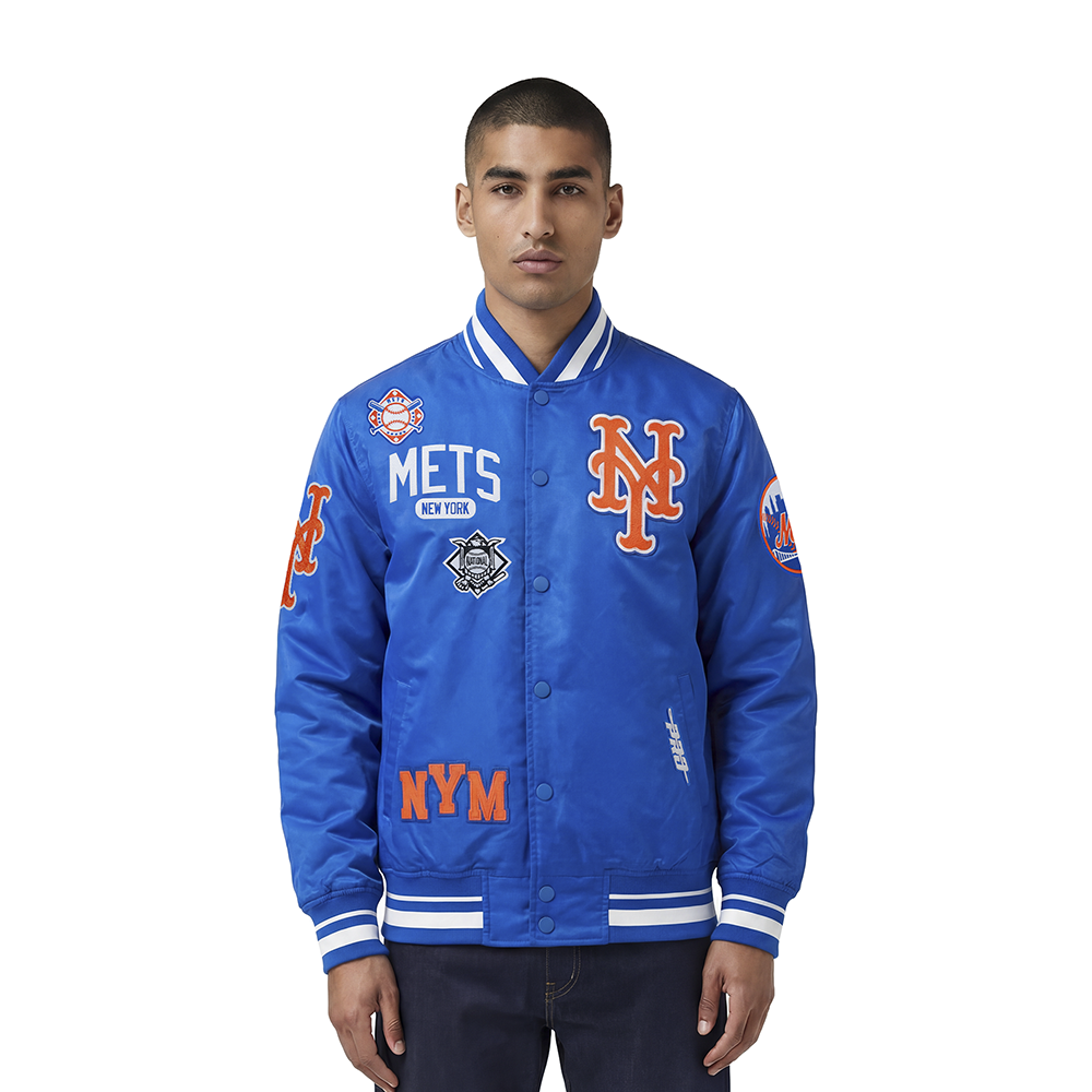 MLB NEW YORK METS LETTERMAN MEN'S SATIN JACKET (ROYAL BLUE)