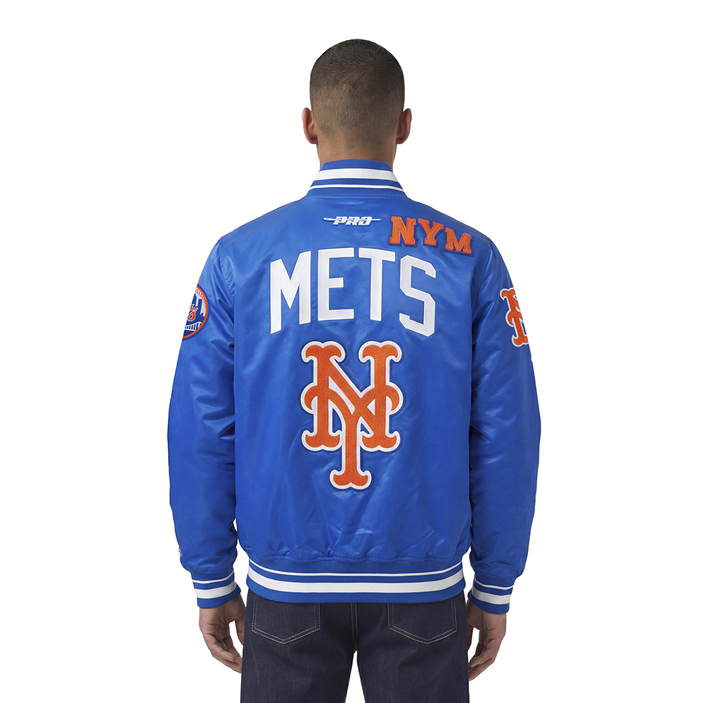 MLB NEW YORK METS LETTERMAN MEN'S SATIN JACKET (ROYAL BLUE)