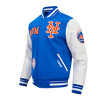 MLB NEW YORK METS LETTERMAN BLOUSON COLLÉGIAL POUR HOMME (BLEU ROYAL/BLANC)