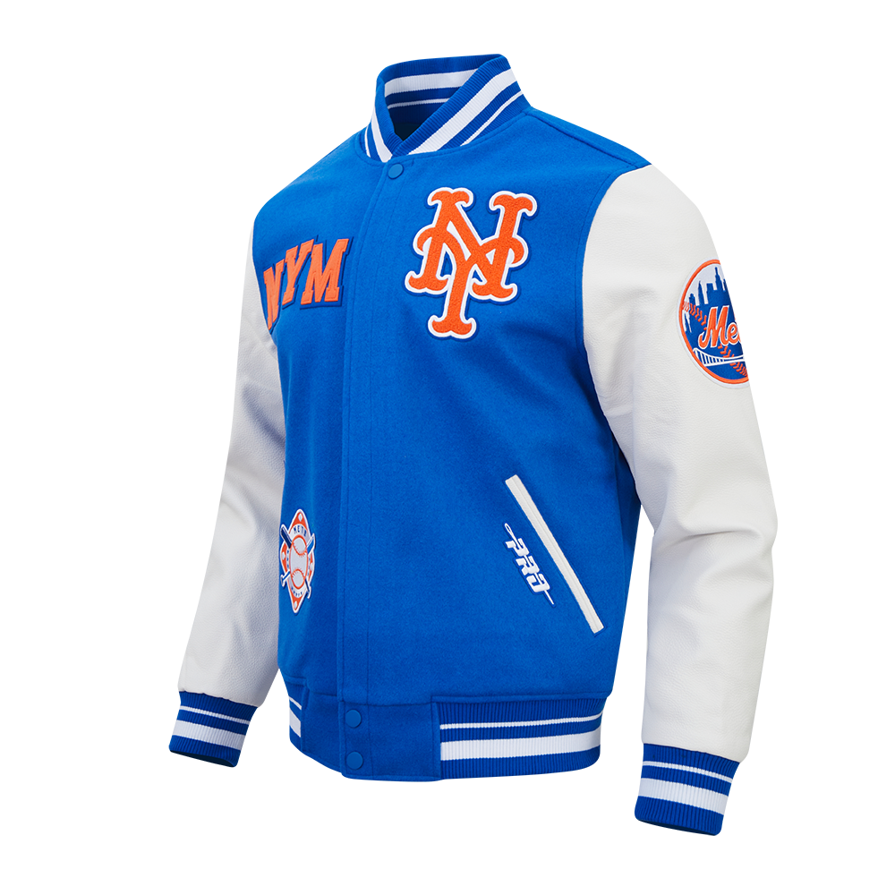 MLB NEW YORK METS LETTERMAN BLOUSON COLLÉGIAL POUR HOMME (BLEU ROYAL/BLANC)