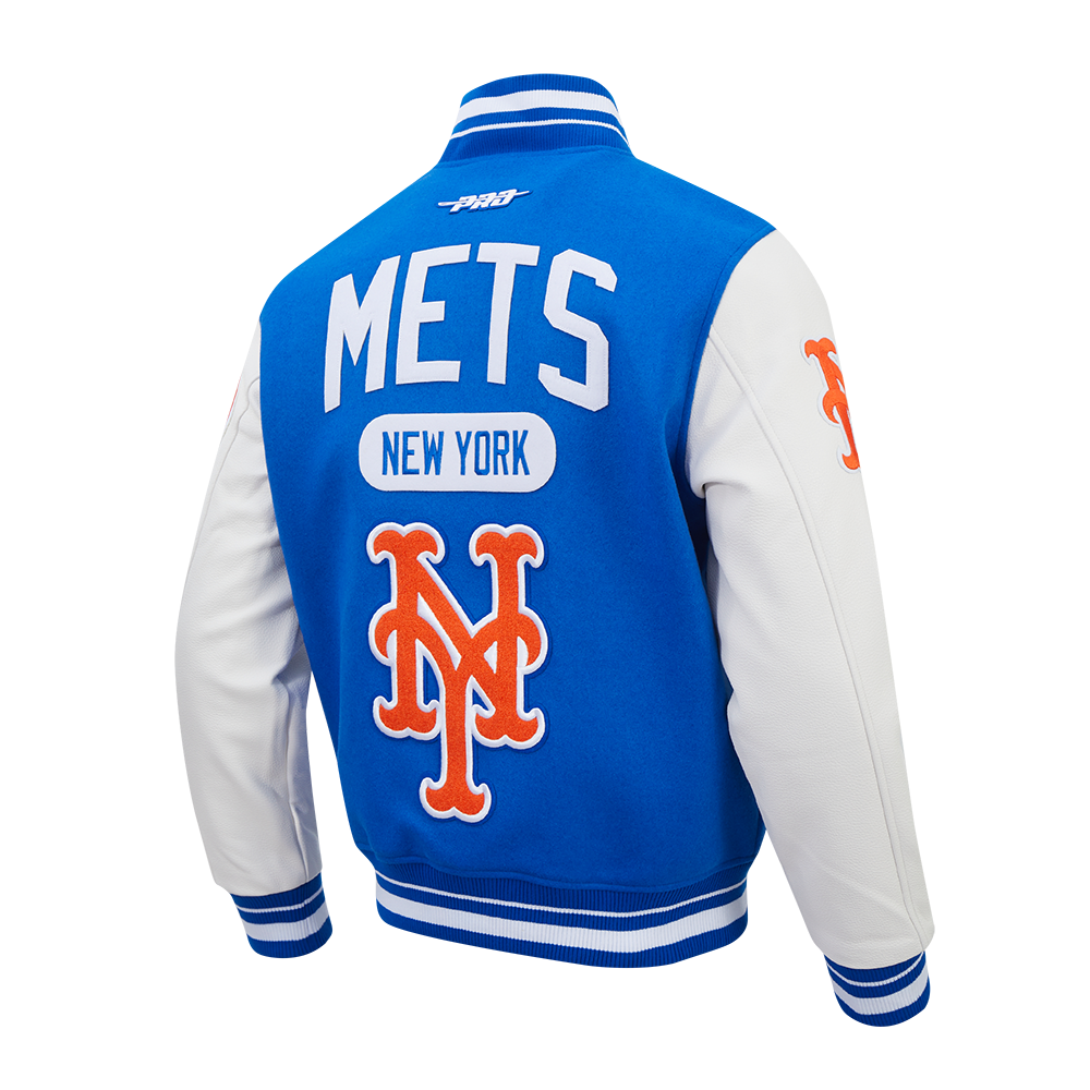 MLB NEW YORK METS LETTERMAN BLOUSON COLLÉGIAL POUR HOMME (BLEU ROYAL/BLANC)