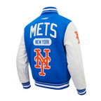 MLB NEW YORK METS LETTERMAN BLOUSON COLLÉGIAL POUR HOMME (BLEU ROYAL/BLANC)