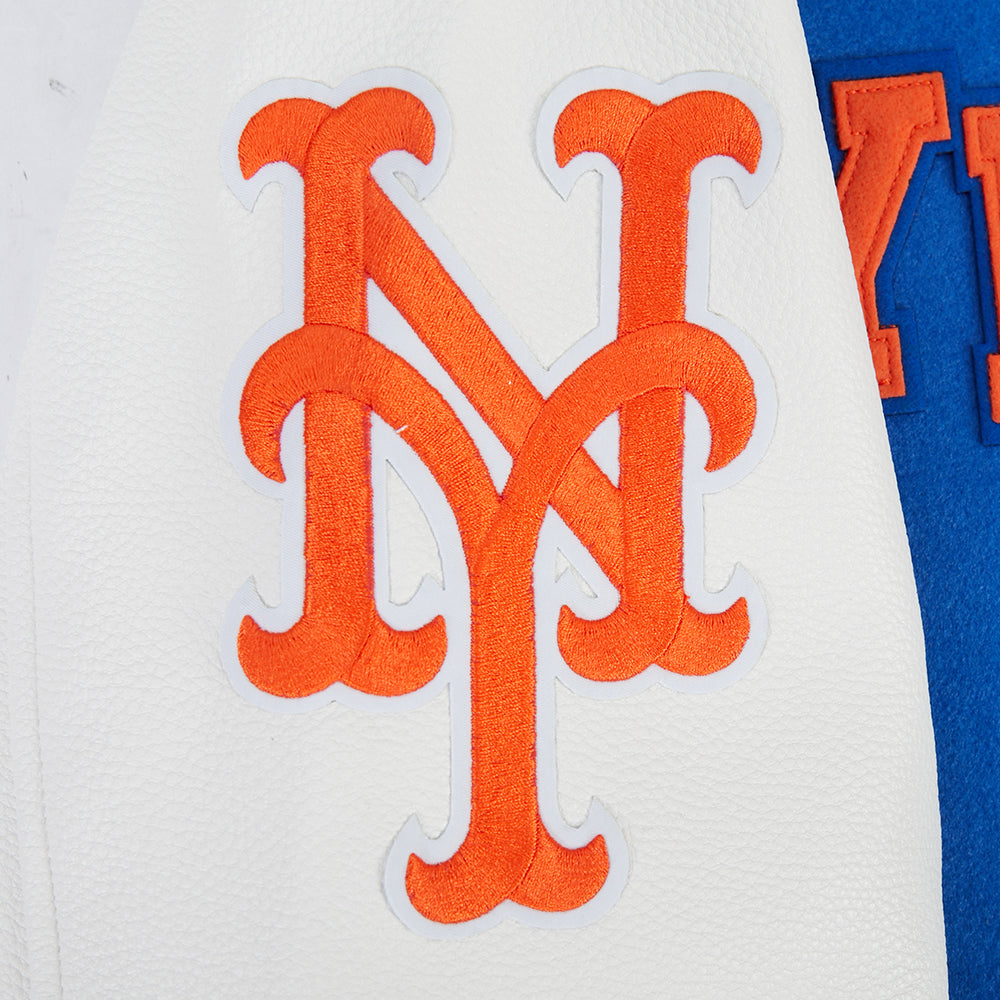 MLB NEW YORK METS LETTERMAN BLOUSON COLLÉGIAL POUR HOMME (BLEU ROYAL/BLANC)