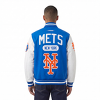 MLB NEW YORK METS LETTERMAN BLOUSON COLLÉGIAL POUR HOMME (BLEU ROYAL/BLANC)