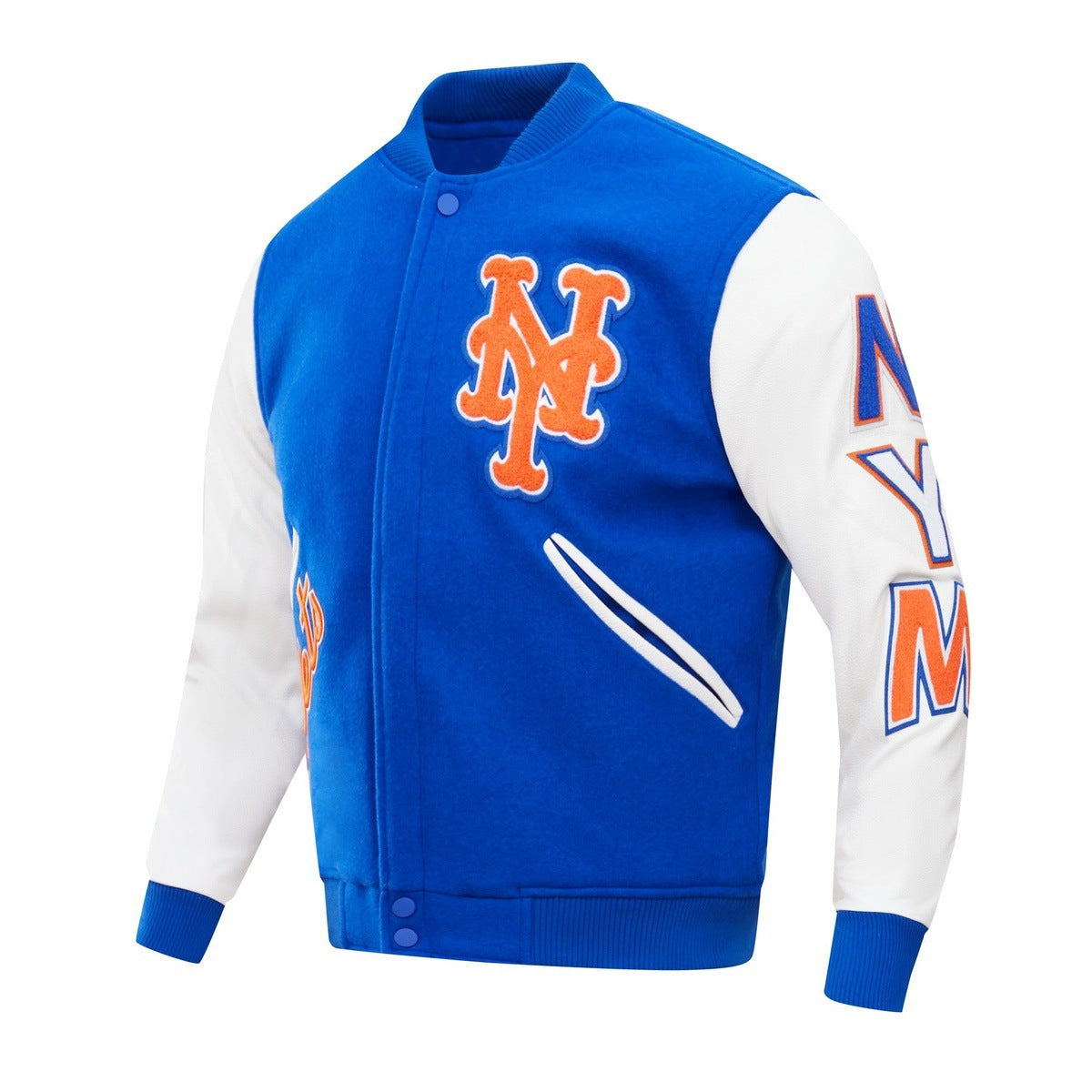 MLB NEW YORK METS CLASSIC WOOL MEN'S VARSITY JACKET (ROYAL BLUE)