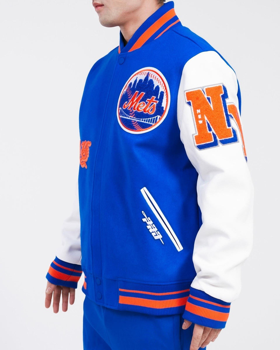 MLB NEW YORK METS OLD ENGLISH WOOL MEN'S VARSITY JACKET (ROYAL/WHITE)