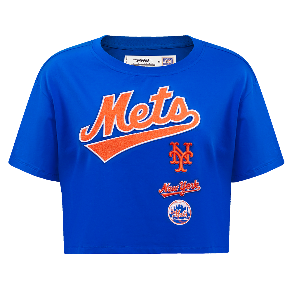 MLB NEW YORK METS RETRO CLASSIC HAUT À COUPE CARRÉE POUR FEMME (BLEU ROYAL)