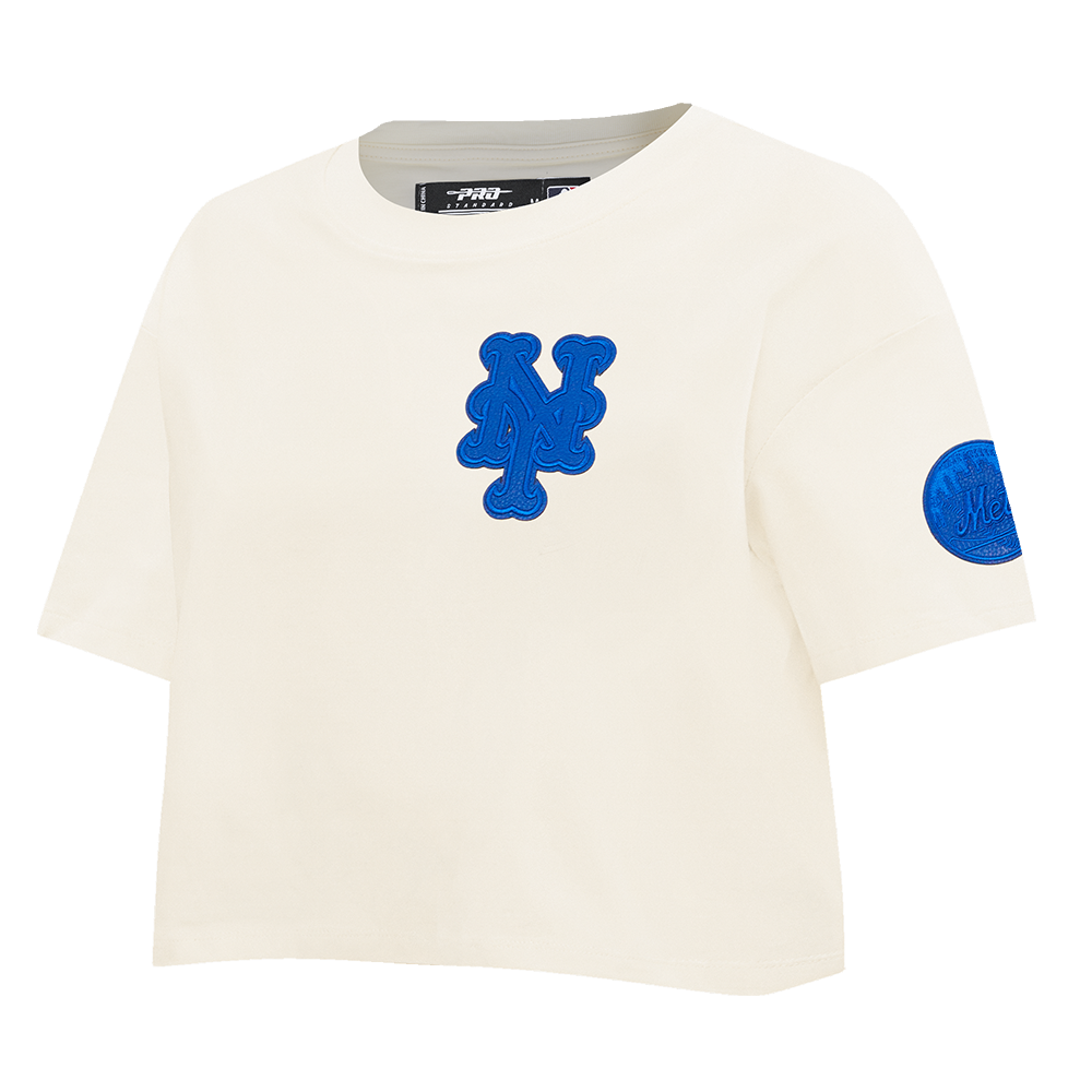 MLB NEW YORK METS TRIPLE TONAL SINGLE JERSEY BOXY WOMEN'S TEE (EGGSHELL)