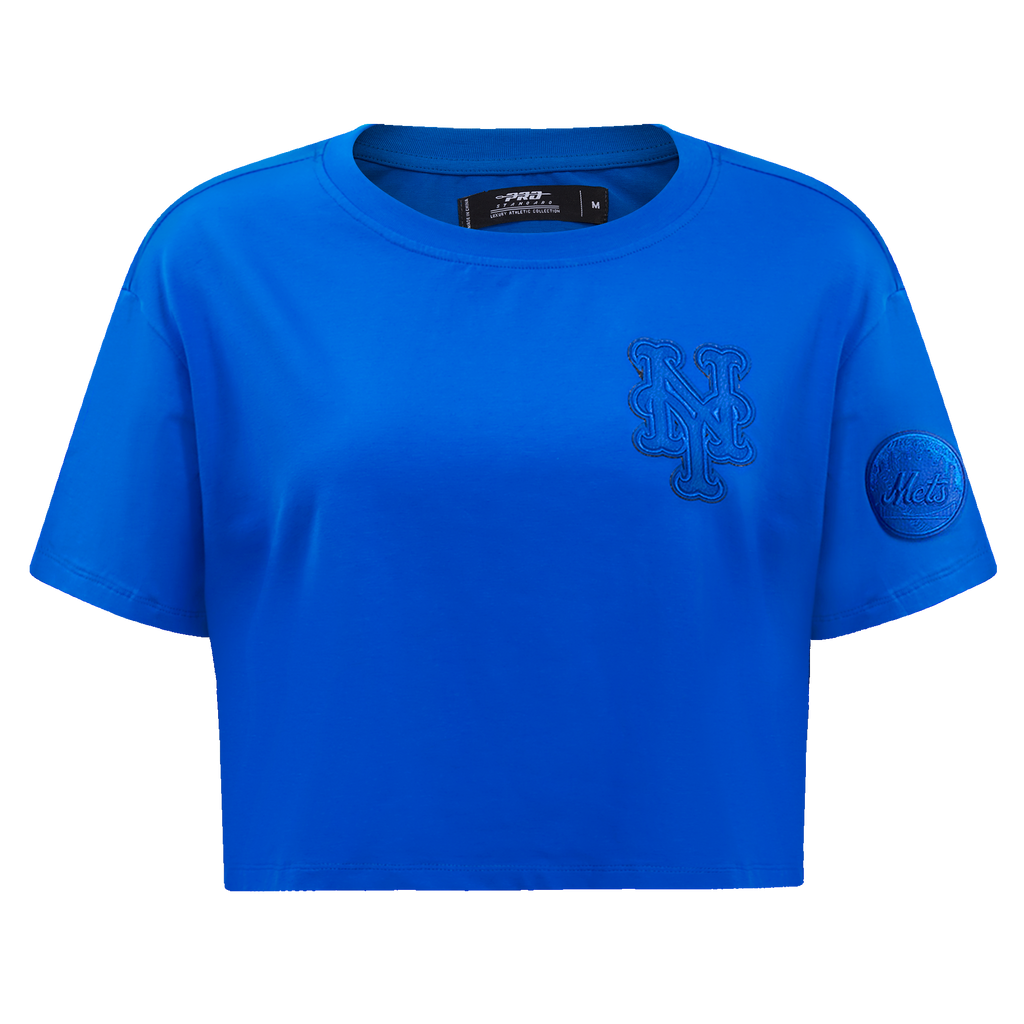 MLB NEW YORK METS TRIPLE TONAL SINGLE JERSEY BOXY WOMEN'S TEE (ROYAL BLUE)