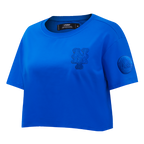 MLB NEW YORK METS TRIPLE TONAL SINGLE JERSEY BOXY WOMEN'S TEE (ROYAL BLUE)
