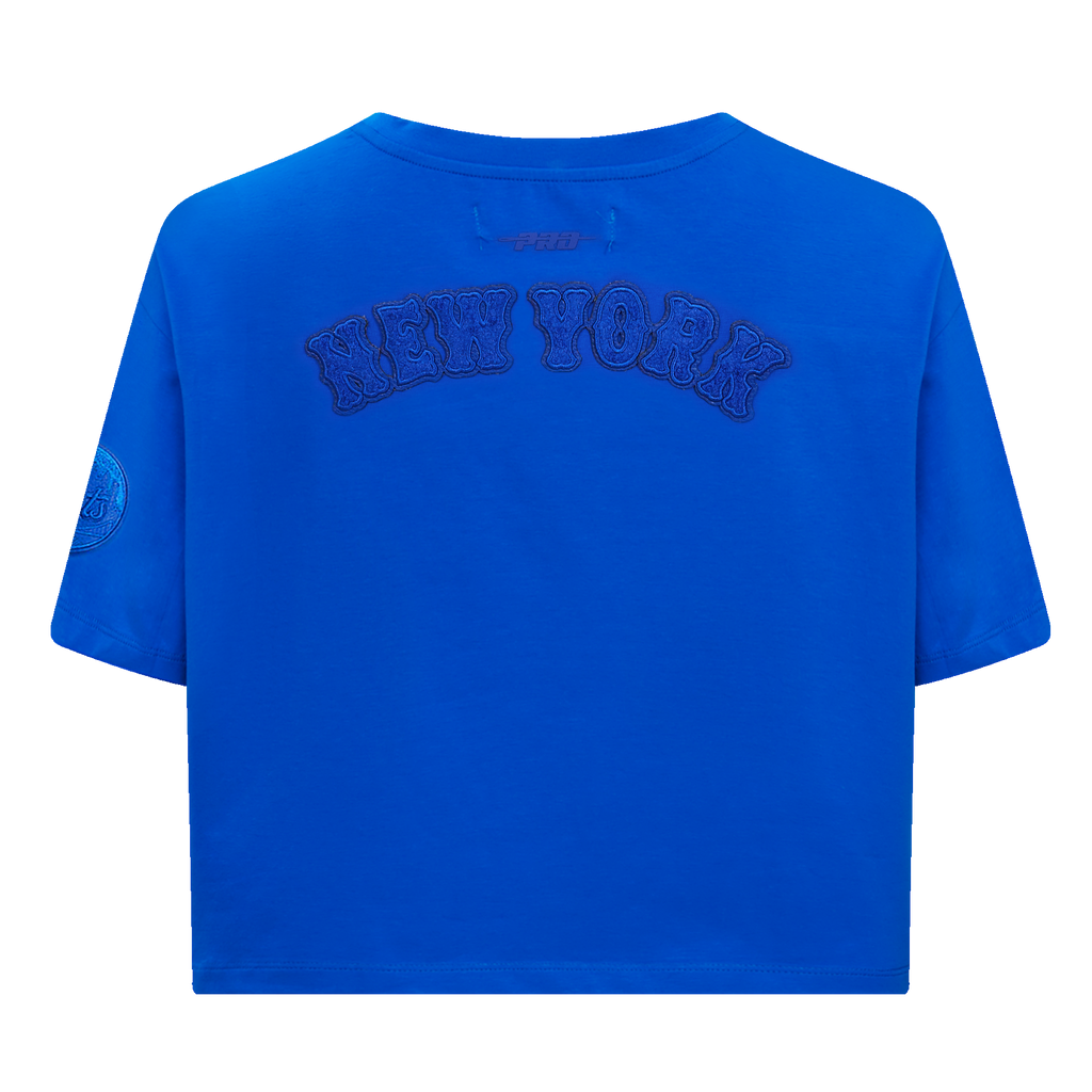 MLB NEW YORK METS TRIPLE TONAL SINGLE JERSEY BOXY WOMEN'S TEE (ROYAL BLUE)