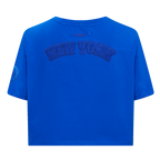 MLB NEW YORK METS TRIPLE TONAL SINGLE JERSEY BOXY WOMEN'S TEE (ROYAL BLUE)