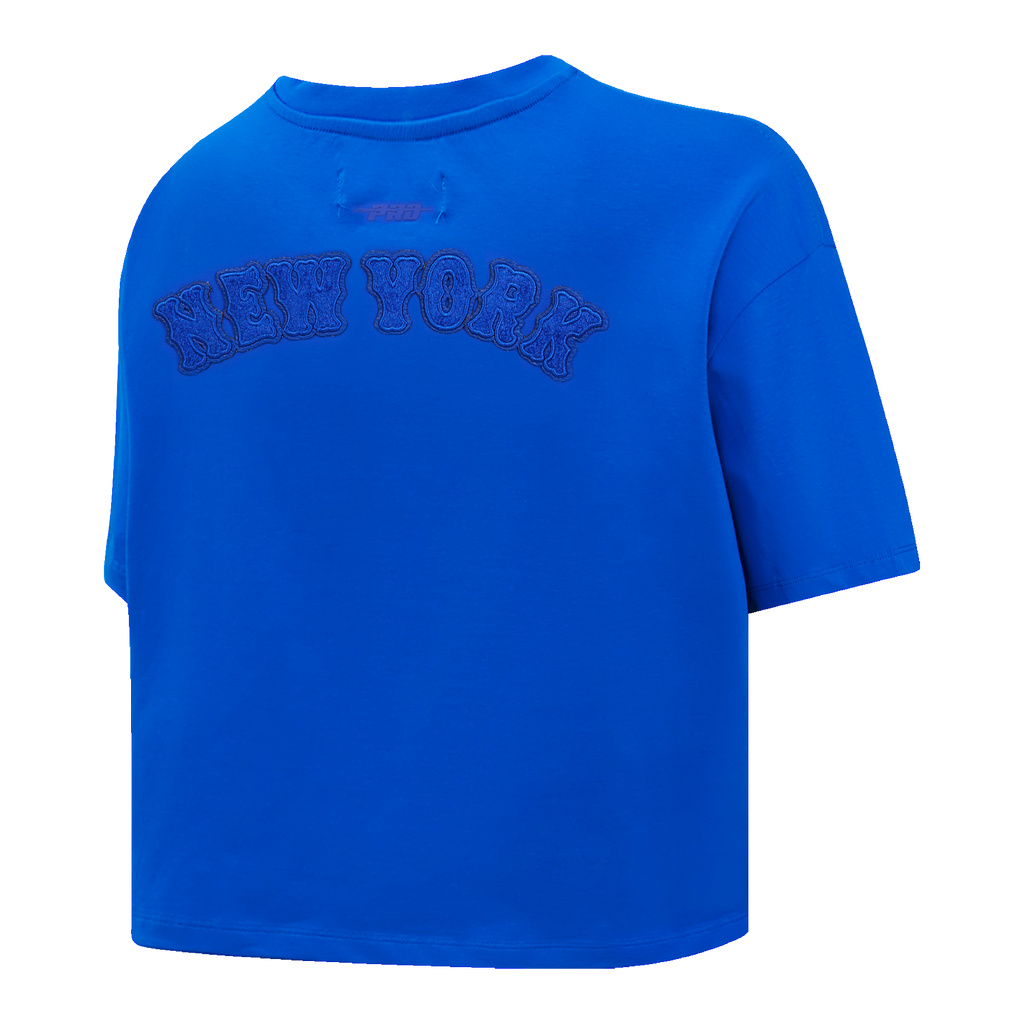 MLB NEW YORK METS TRIPLE TONAL SINGLE JERSEY BOXY WOMEN'S TEE (ROYAL BLUE)