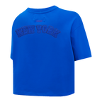 MLB NEW YORK METS TRIPLE TONAL SINGLE JERSEY BOXY WOMEN'S TEE (ROYAL BLUE)