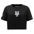 MLB NEW YORK METS REVERSE FRENCH TERRY HAUT EN JERSEY SIMPLE À COUPE CARRÉE POUR FEMME (NOIR)