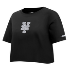 MLB NEW YORK METS REVERSE FRENCH TERRY HAUT EN JERSEY SIMPLE À COUPE CARRÉE POUR FEMME (NOIR)