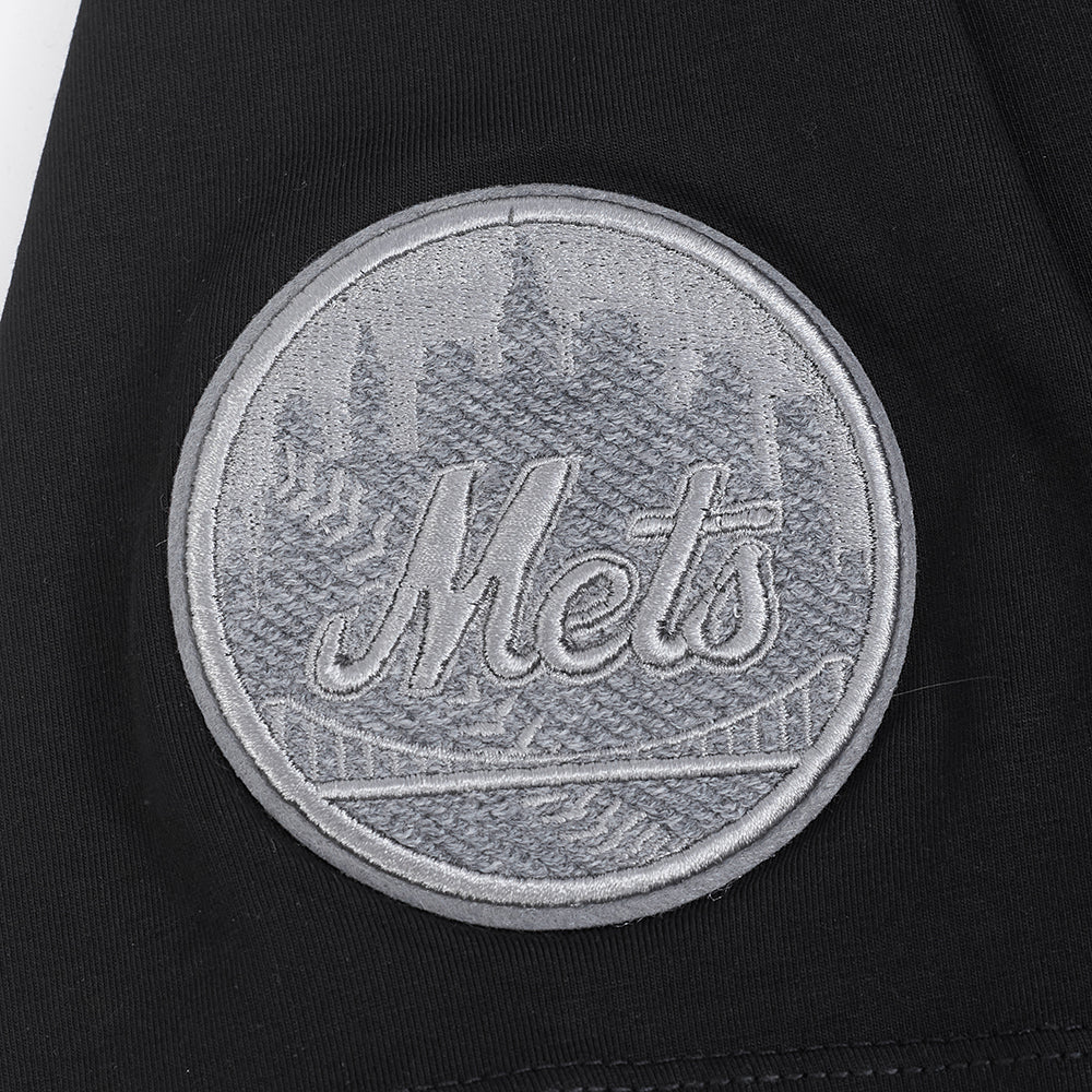 MLB NEW YORK METS REVERSE FRENCH TERRY HAUT EN JERSEY SIMPLE À COUPE CARRÉE POUR FEMME (NOIR)