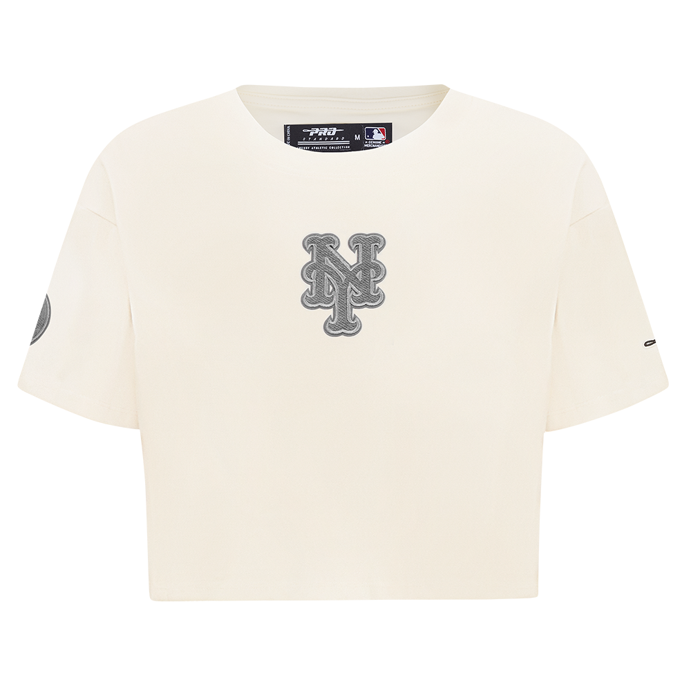 MLB NEW YORK METS REVERSE FRENCH TERRY HAUT EN JERSEY SIMPLE À COUPE CARRÉE POUR FEMME (COQUILLE D'ŒUF)