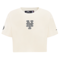MLB NEW YORK METS REVERSE FRENCH TERRY HAUT EN JERSEY SIMPLE À COUPE CARRÉE POUR FEMME (COQUILLE D'ŒUF)