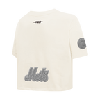 MLB NEW YORK METS REVERSE FRENCH TERRY HAUT EN JERSEY SIMPLE À COUPE CARRÉE POUR FEMME (COQUILLE D'ŒUF)