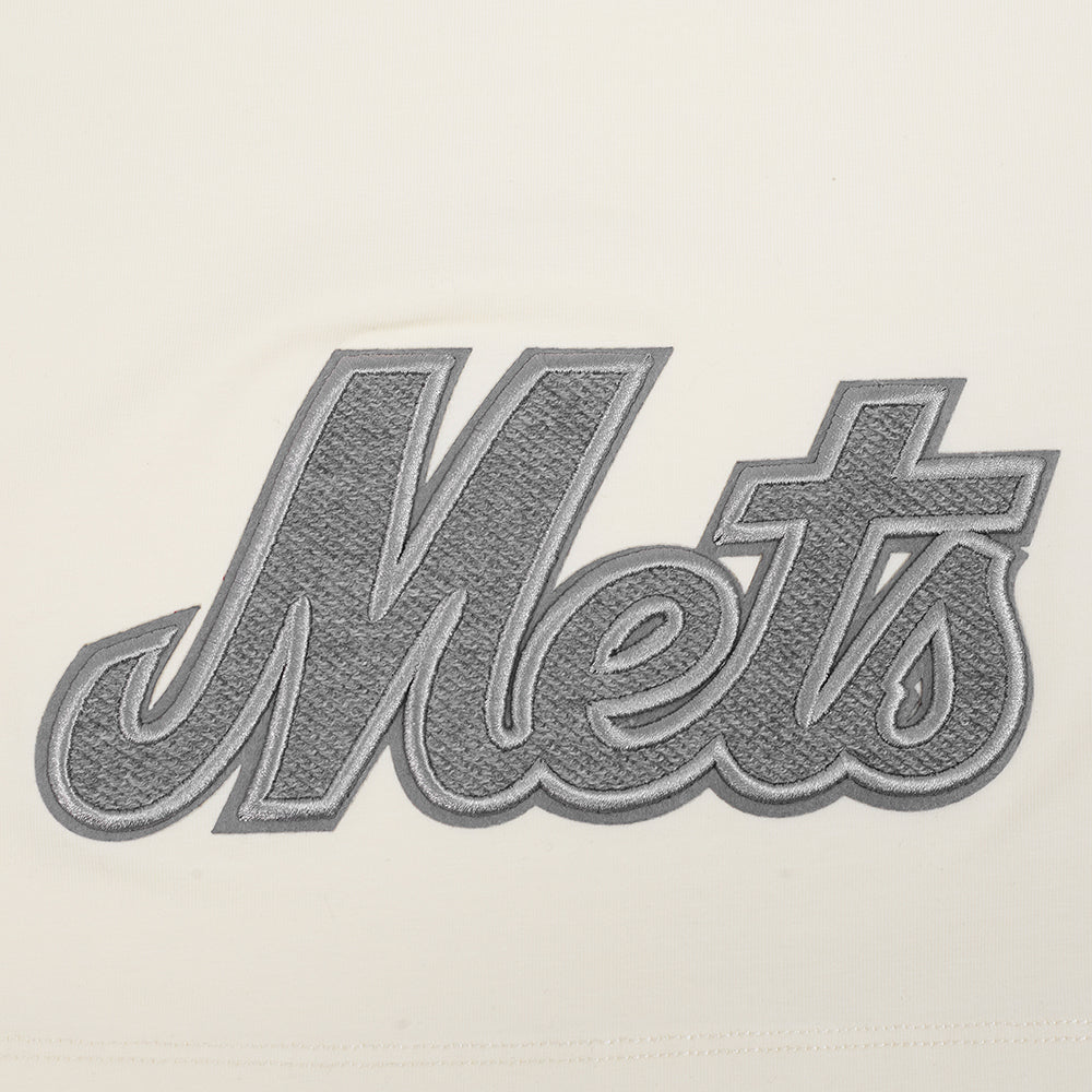 MLB NEW YORK METS REVERSE FRENCH TERRY HAUT EN JERSEY SIMPLE À COUPE CARRÉE POUR FEMME (COQUILLE D'ŒUF)