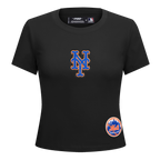 MLB NEW YORK METS GAME DAY CLASSICS HAUT BABY DOLL EN JERSEY SIMPLE POUR FEMME (NOIR)