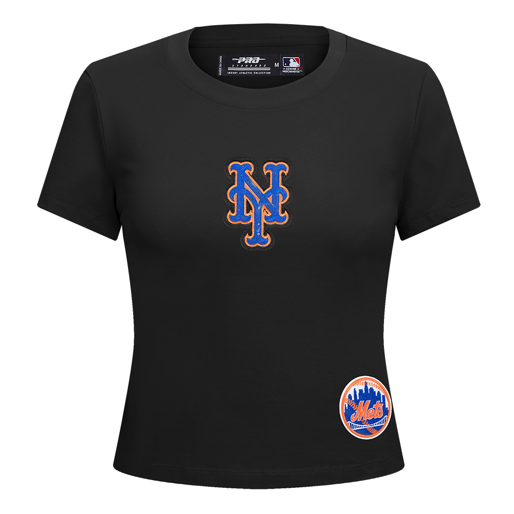 MLB NEW YORK METS GAME DAY CLASSICS HAUT BABY DOLL EN JERSEY SIMPLE POUR FEMME (NOIR)