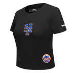 MLB NEW YORK METS GAME DAY CLASSICS HAUT BABY DOLL EN JERSEY SIMPLE POUR FEMME (NOIR)