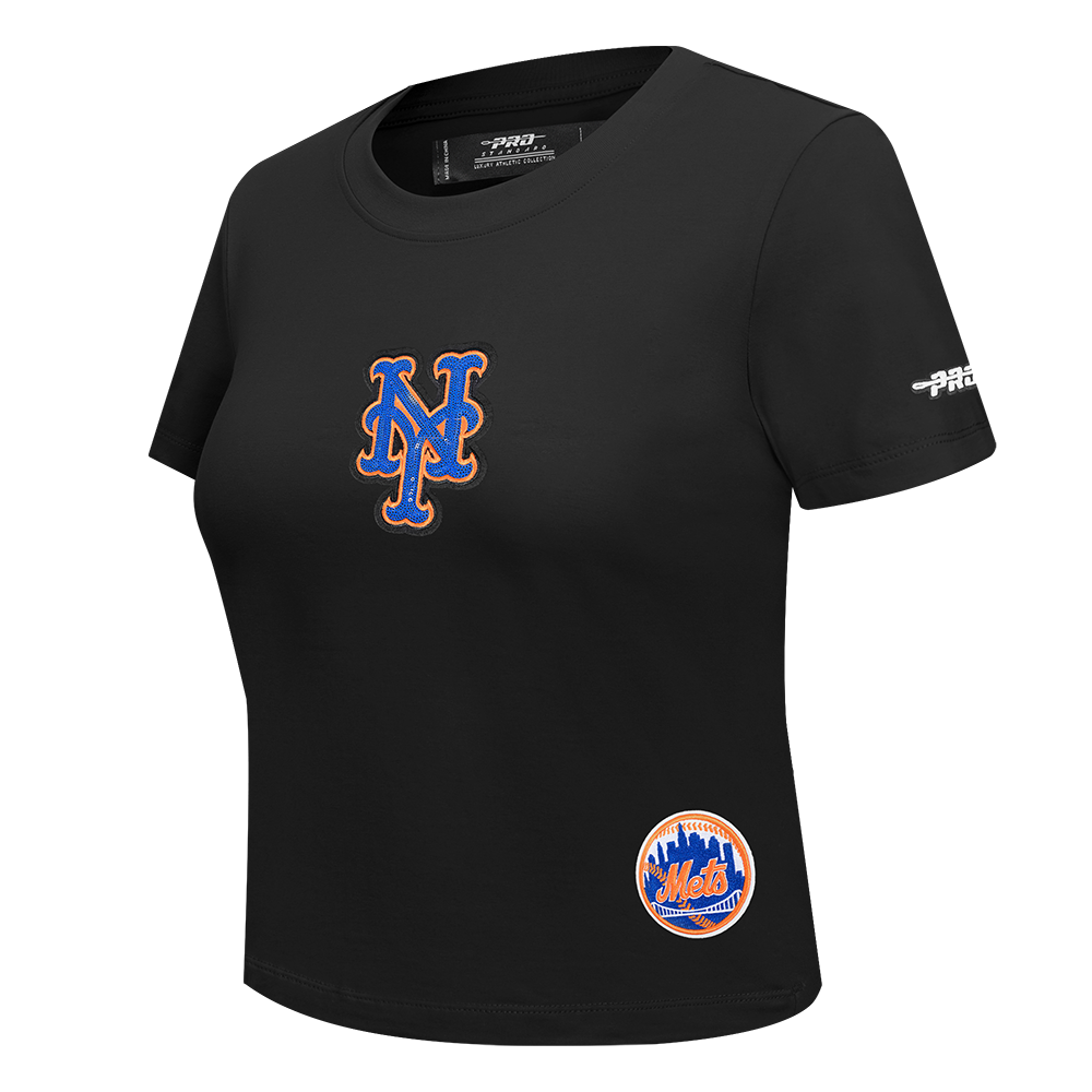 MLB NEW YORK METS GAME DAY CLASSICS WOMEN'S SINGLE JERSEY BABY DOLL TOP (BLACK)
